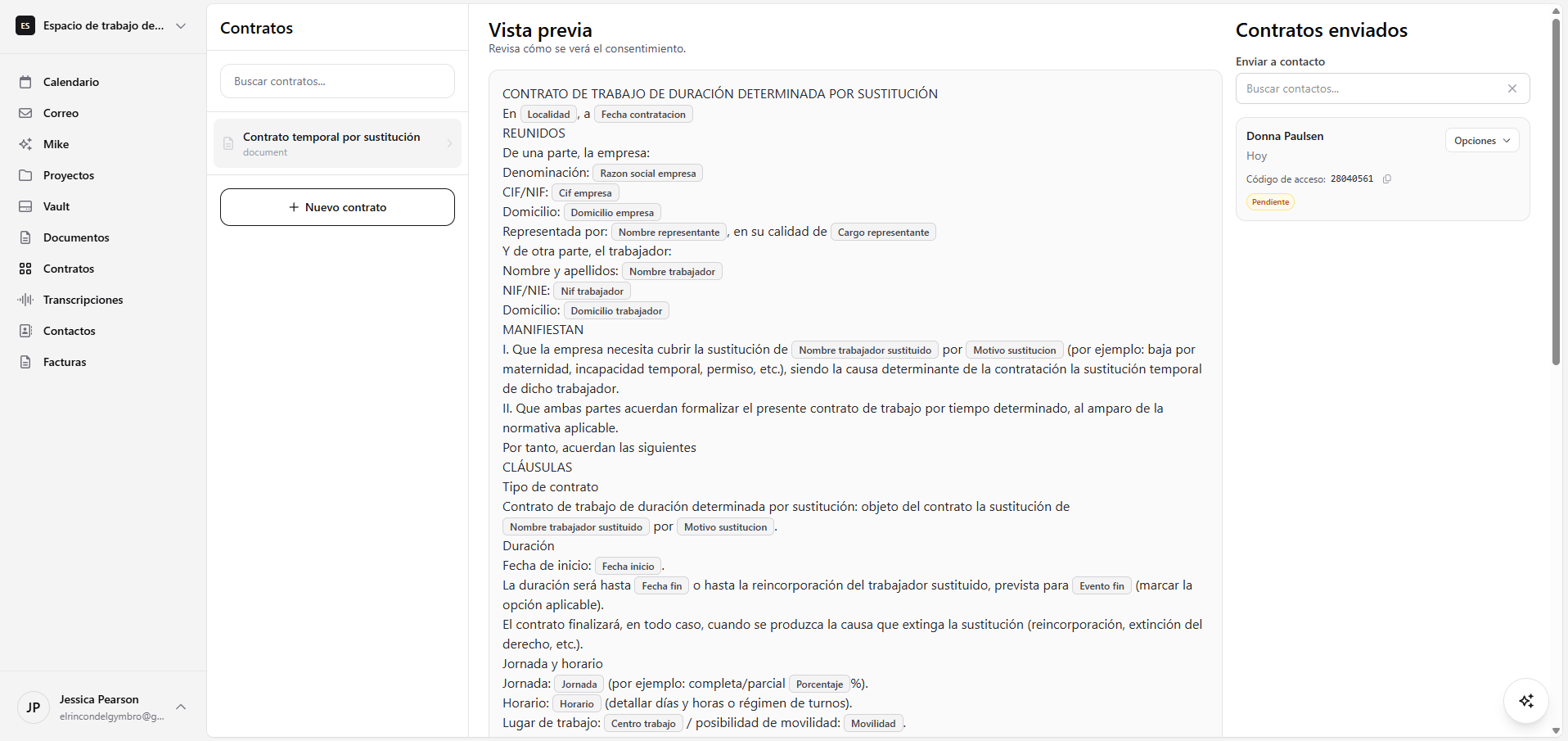 Contracts product screenshot